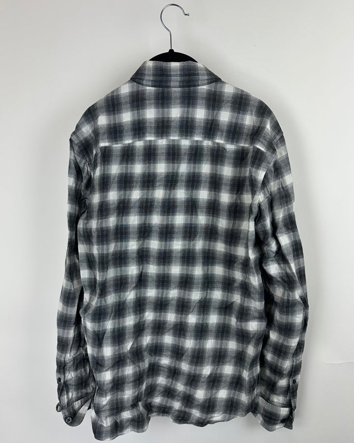 Club Monaco Black & White Plaid Button Down Top - Extra Small