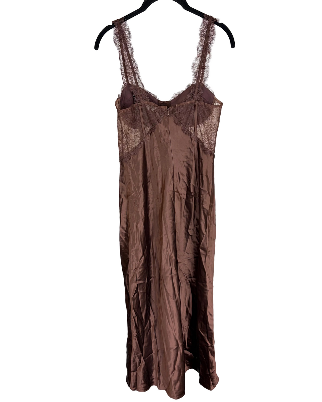 Brown Corset Silk Long Dress - Size 4