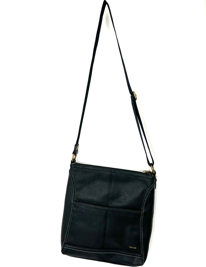 Black Leather Adjustable Crossbody Bag