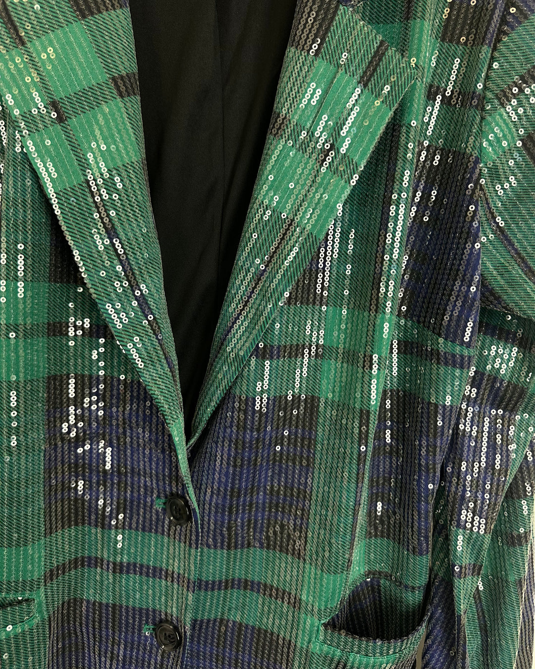 Green and Blue Holiday Sequin Plaid Blazer - Size 6/8