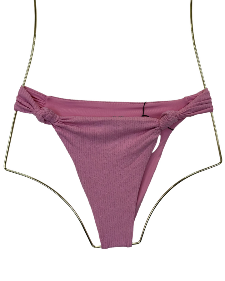 Pink Metallic Knotted Cheeky Bikini Bottom - XS, S, L, XL, XXL