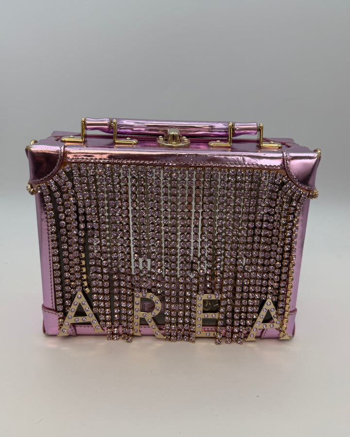 Metallic Pink and Gem Fringe Structured Bag