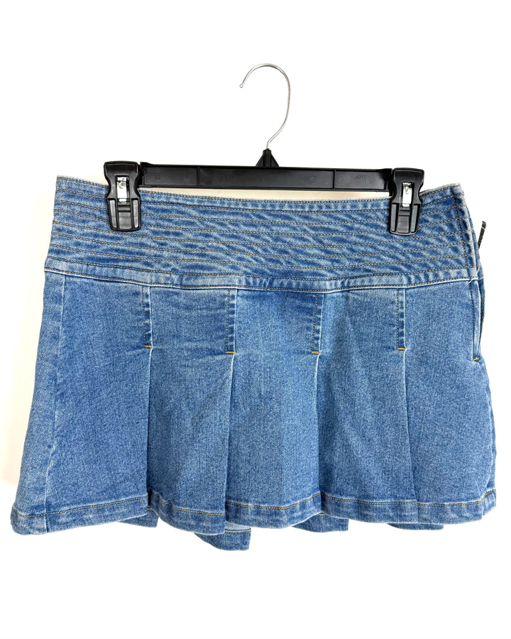 Light Denim Pleated Mini Skort - Size 6