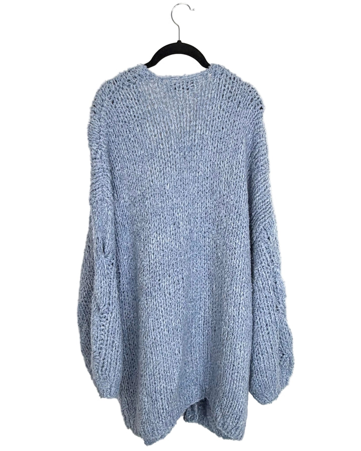 Dusty Blue Open Knit Cardigan - Size 8/10
