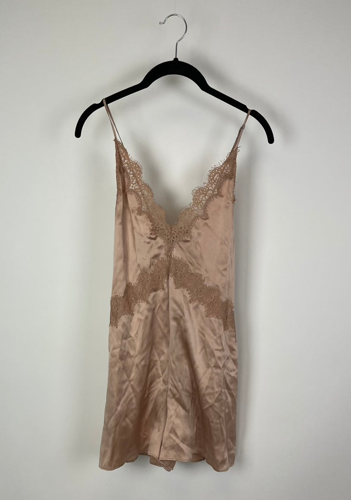Blush Silky Spaghetti Strap Romper - Size 4