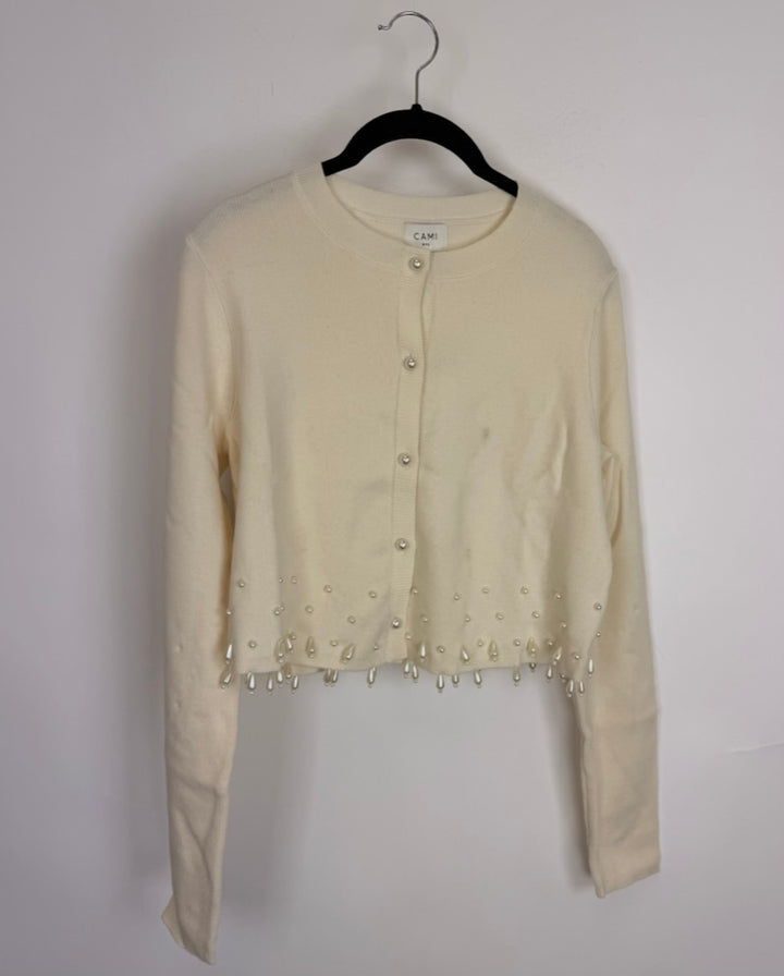 Macadamia Nut Pearl Cardigan - Size Small/Medium