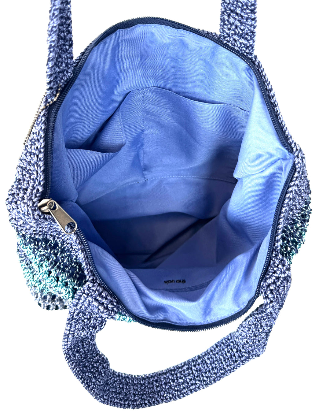 Blue Crochet Tote Bag