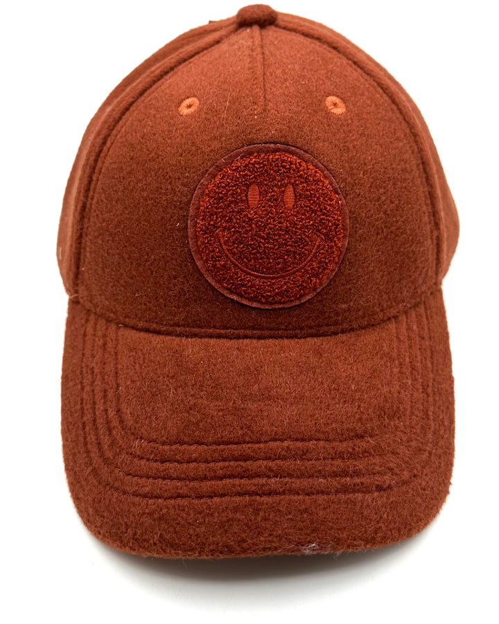 Burnt Orange Smiley Face Baseball Hat - One Size