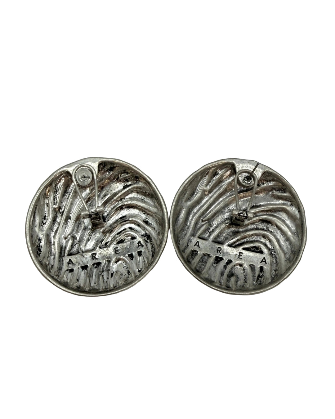 Oversized Embossed Silver Round Earrings