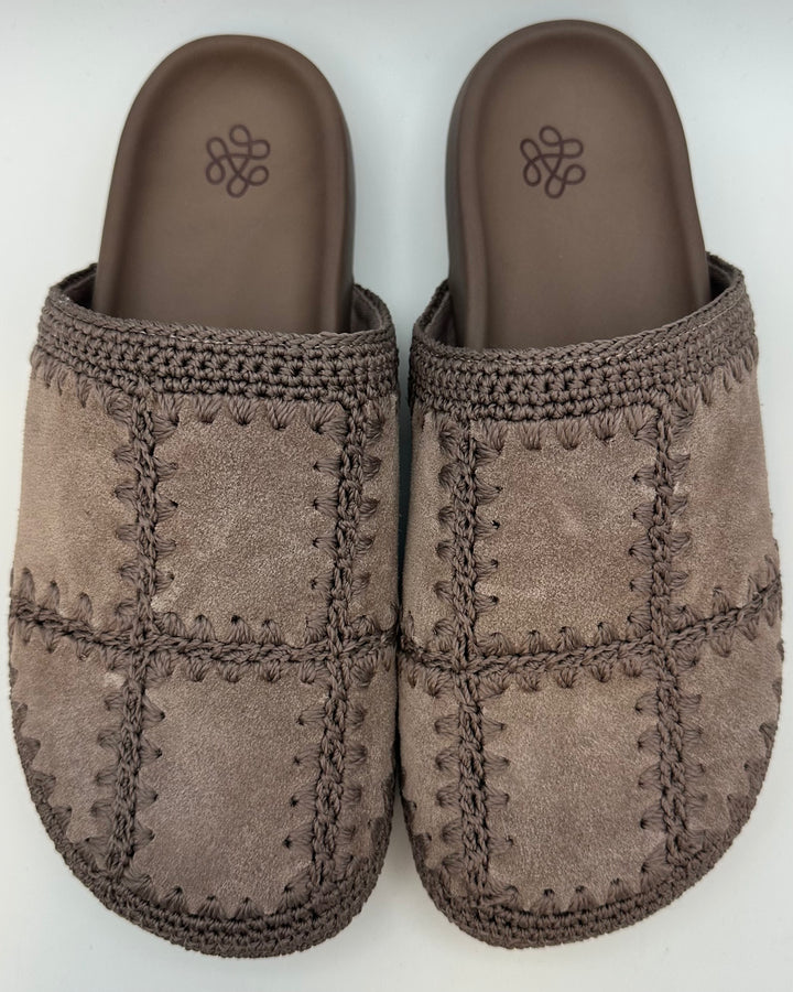 Dusty Brown Embroidered Clog - Size 8, 9, and 10