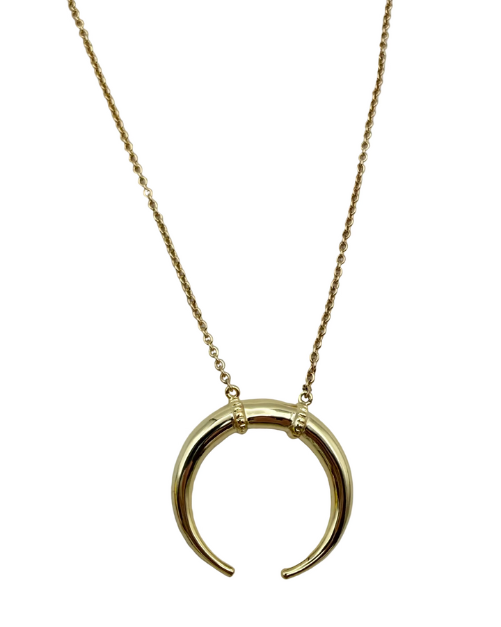 Gold Necklace with Crescent Pendant