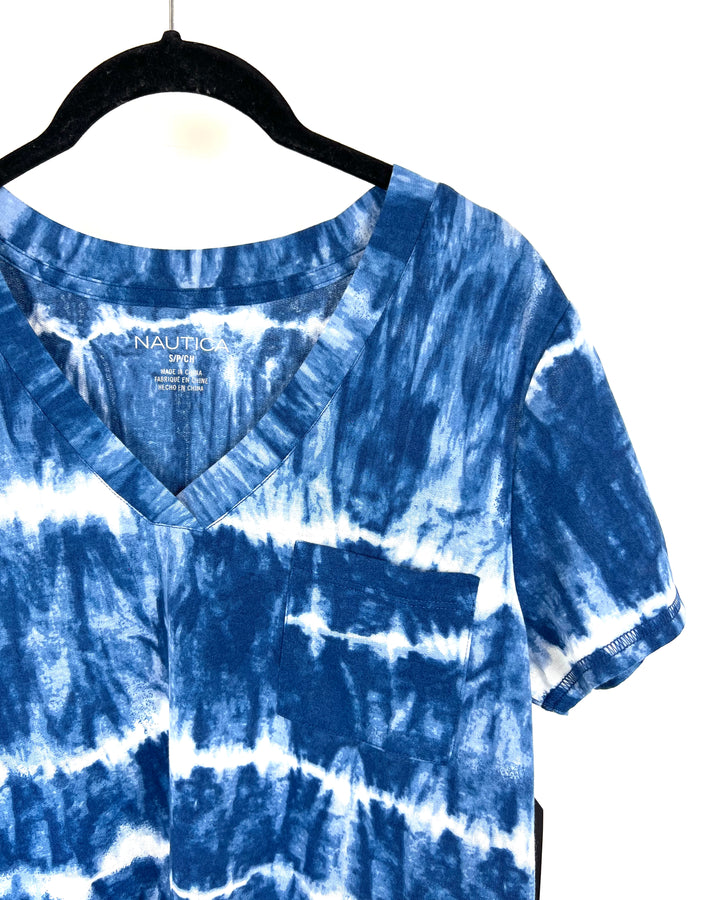 Blue And White Tie Dye Lounge Dress - Small