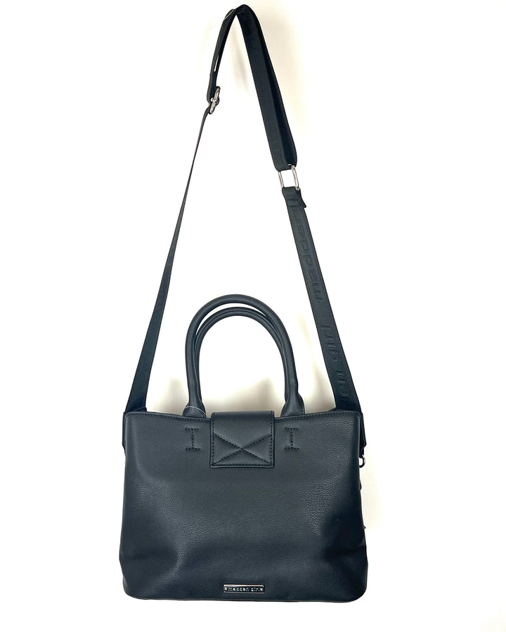 Black Crossbody/Handbag with Rhinestone Silver Clasp