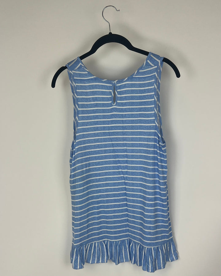 Blue and White Striped Sleep Tank - Small