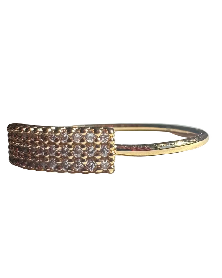 Gold Rhinestone Bar Ring - Size 6