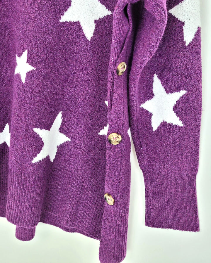 Purple Star Print Sweater - Size 6-8