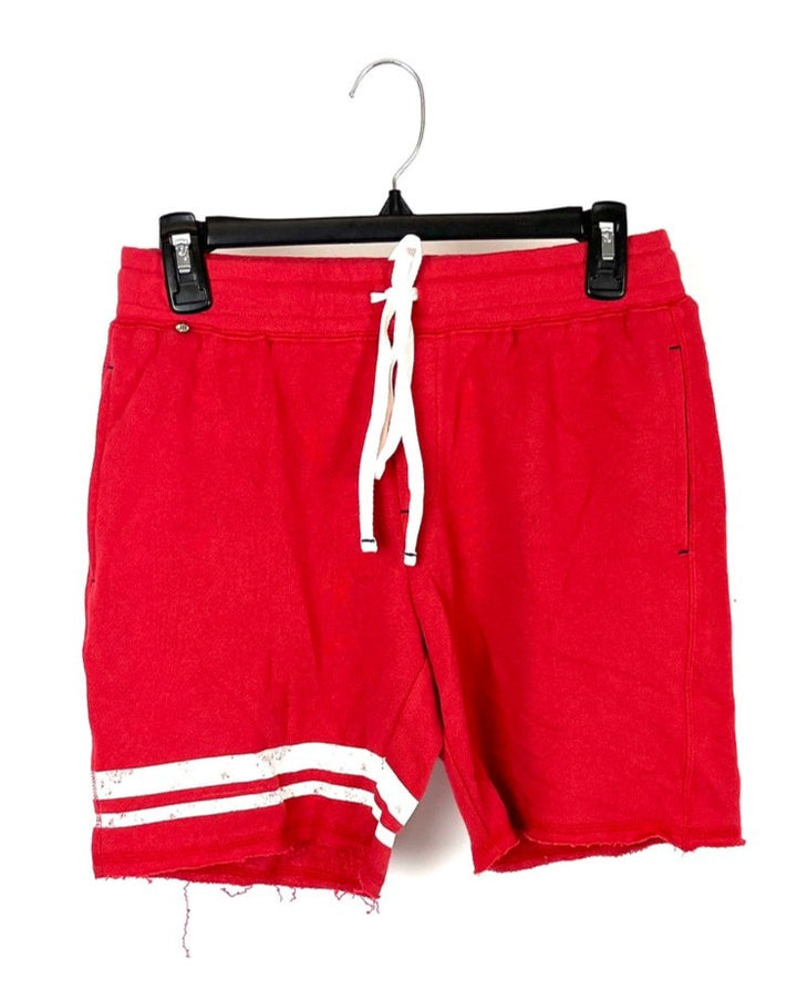 Red and White Stripe Comfy Shorts - Size 2/4