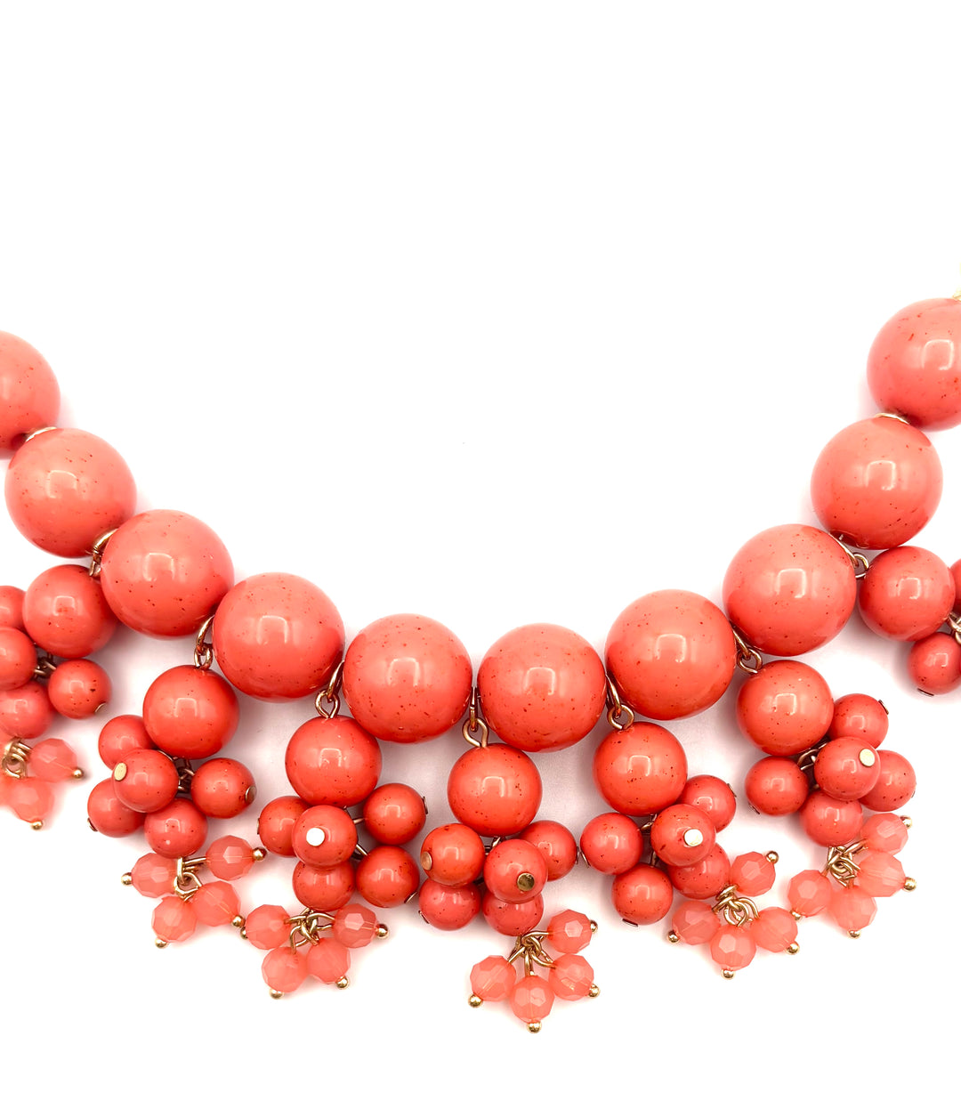 Gold Coral Beaded Statement Necklace