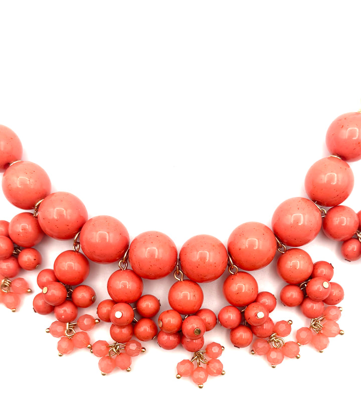 Gold Coral Beaded Statement Necklace