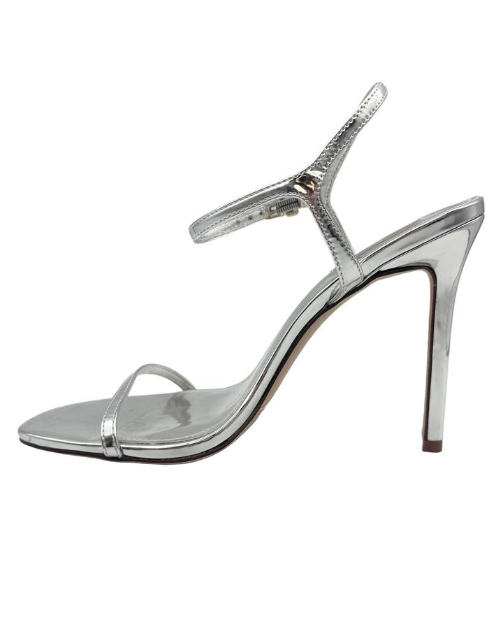 Silver Patent Leather Open Toe Sandals - Size 8.5 and 9