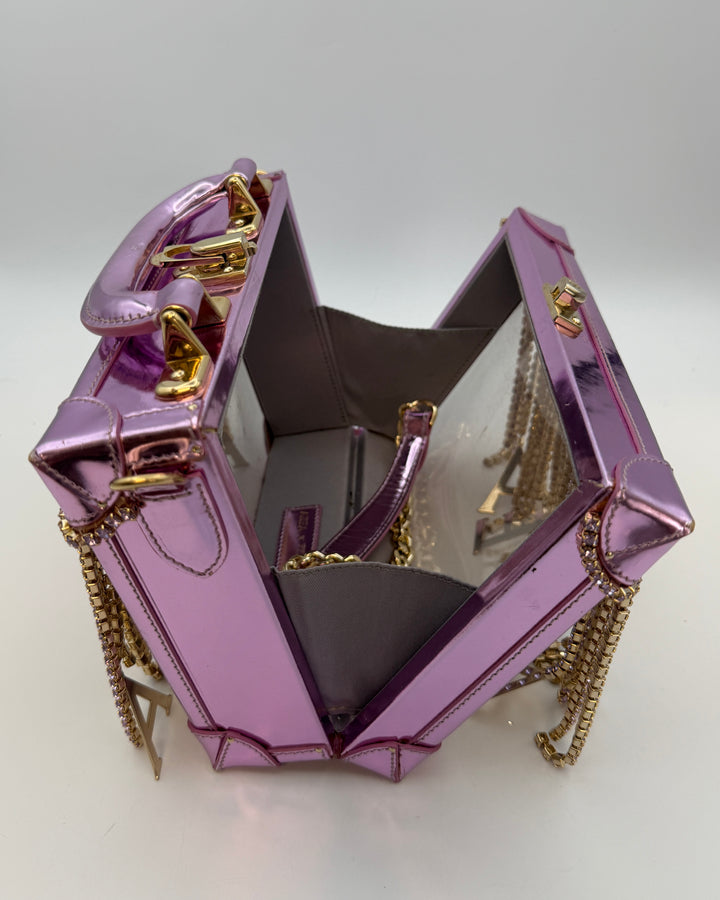 Metallic Pink and Gem Fringe Structured Bag