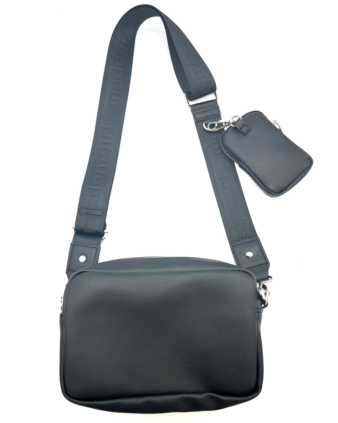 Black Crossbody Bag With Rhinestoned Coin Purse