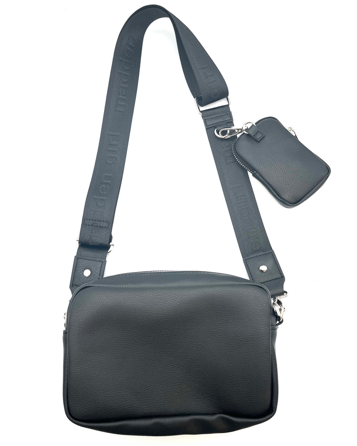 Black Crossbody Bag With Rhinestoned Coin Purse