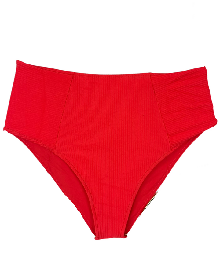 Neon Coral High Waist Moderate Coverage Bikini Bottom -  XS, S, XXL, XXXL
