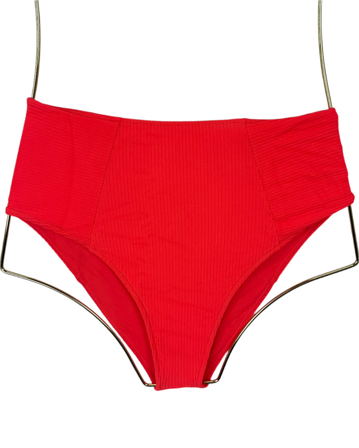 Neon Coral High Waist Moderate Coverage Bikini Bottom -  XS, S, XXL, XXXL