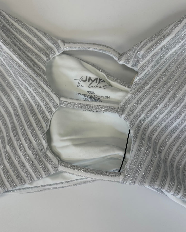 Metallic Silver Strapless Bandeau Bikini Top - Extra Extra Extra Large