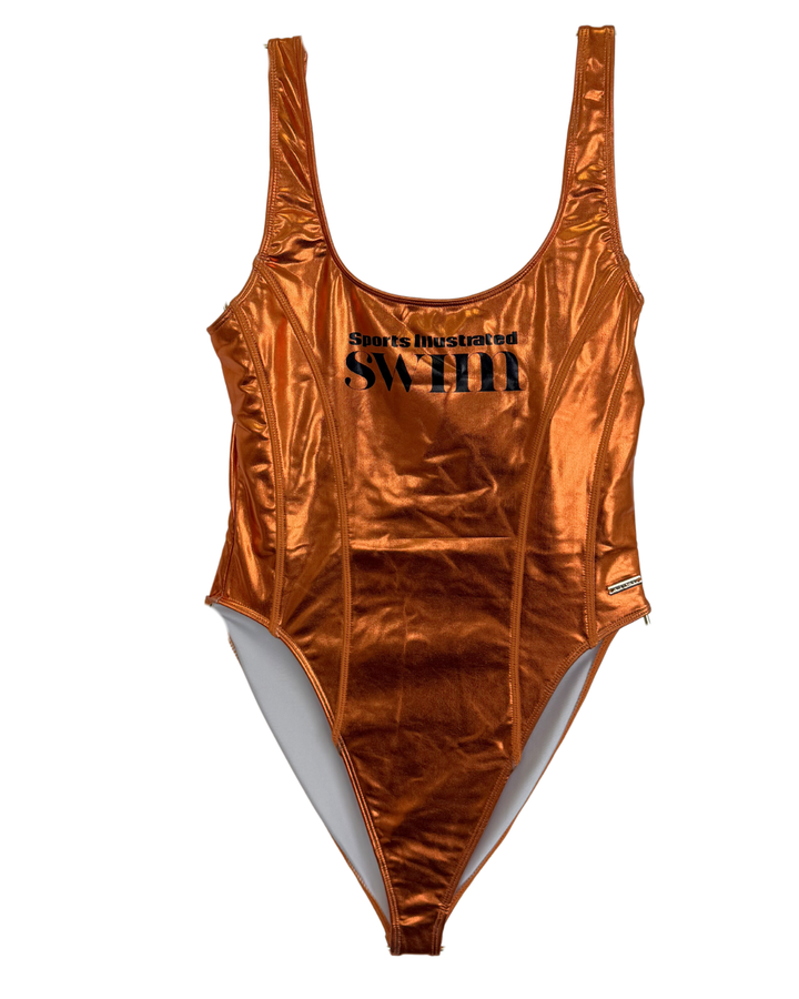 Metallic Dark Orange One Piece Swimsuit - XS, S, M, L, XL
