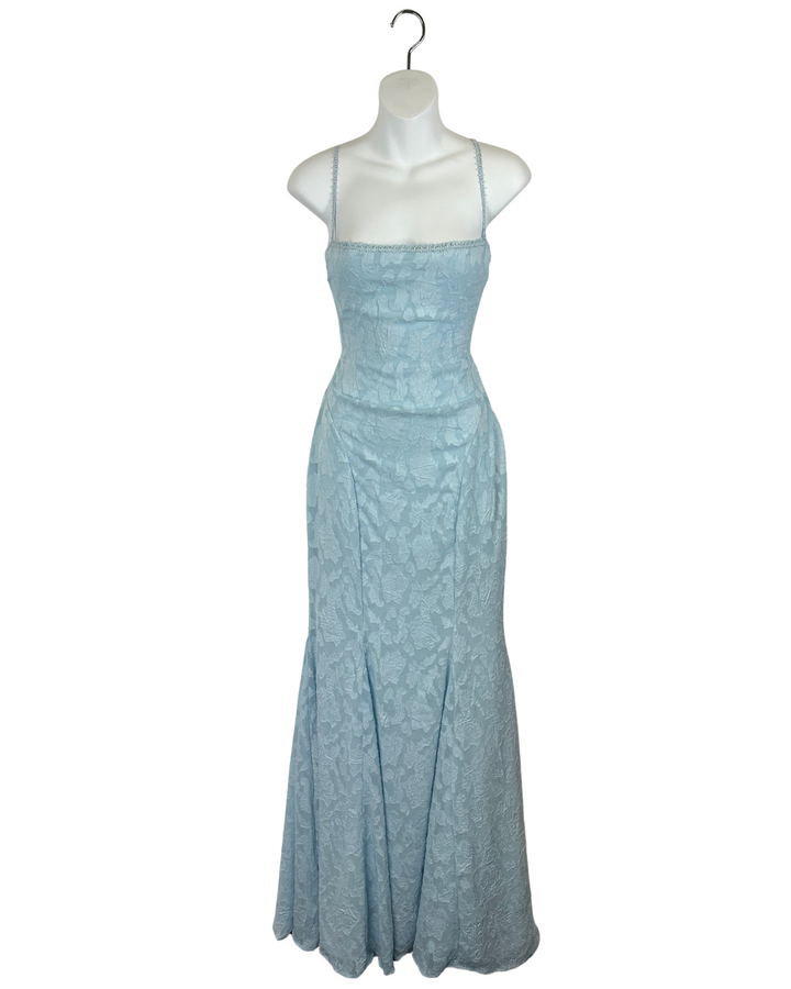 House of CB Blue Lace Up Dress - Medium