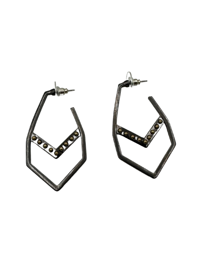 Gunmetal and Gold Geometric Earrings