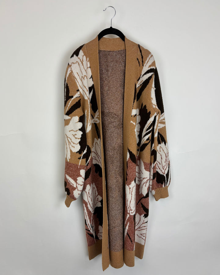 Brown & White Long Cardigan - Size 4/6