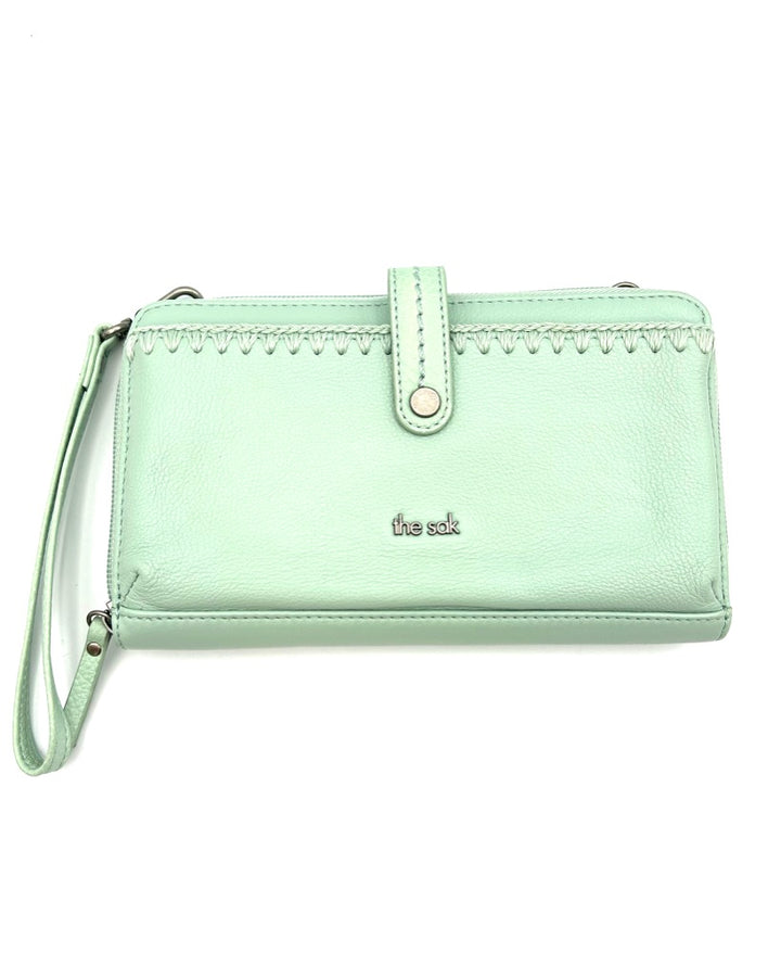 Mint Leather Crossbody Bag / Wristlet