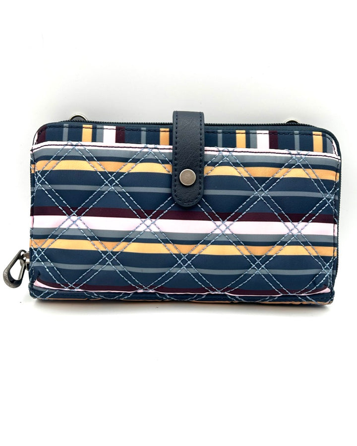 Blue Quilted Multicolor Crossbody Bag / Wristlet