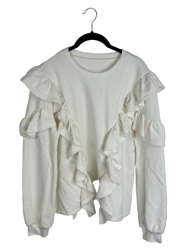 Cream Ruffled Sweatshirt - Size 4/6