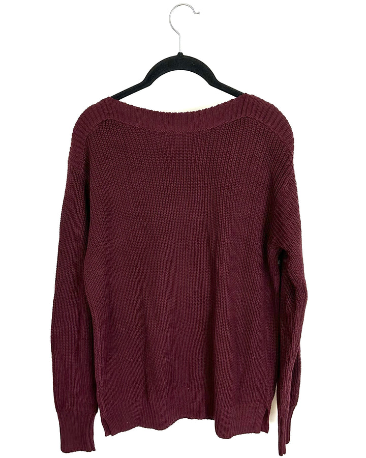 Wine Boatneck Sweater - Size 6/8