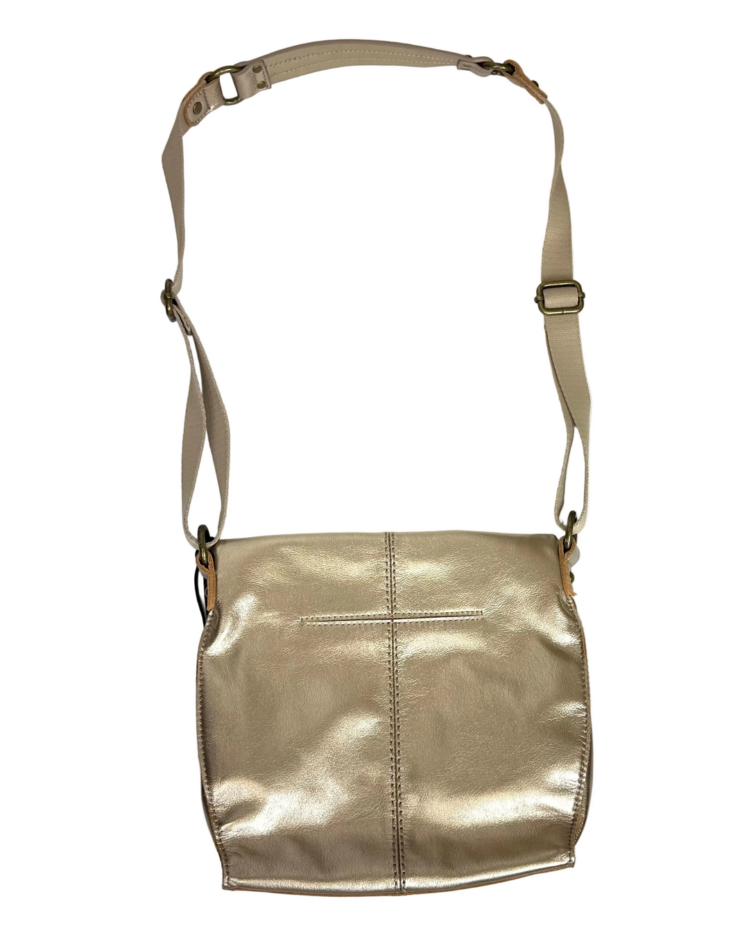 Gold Metallic Leather Saddle Bag