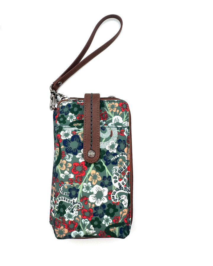 Green Abstract Pattern Wallet/Wristlet/Crossbody Bag