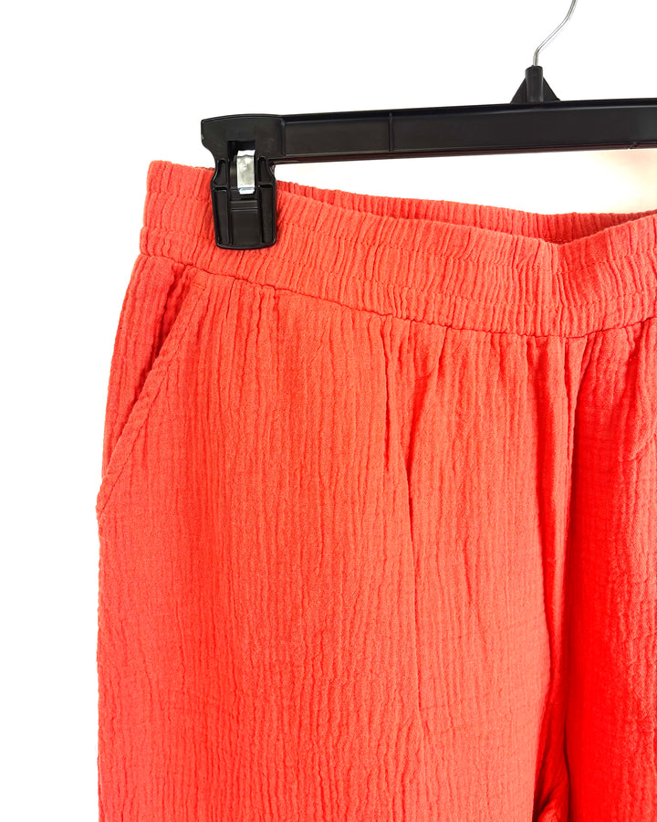 Dark Coral Flowy Wide Leg Pants - Size 6/8