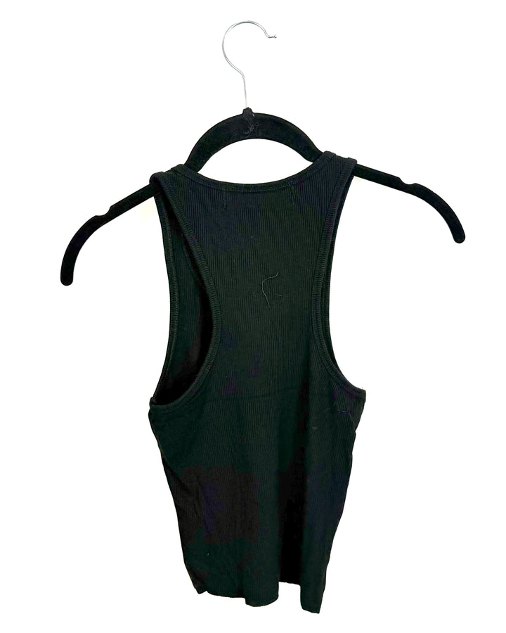 Black Ribbed Tank Top - Size 00/0