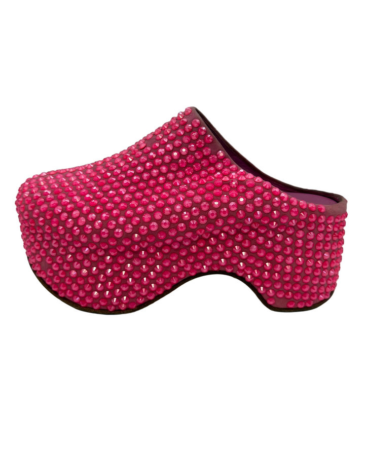 Pink Gem Embellished Platform Clogs - Size 38