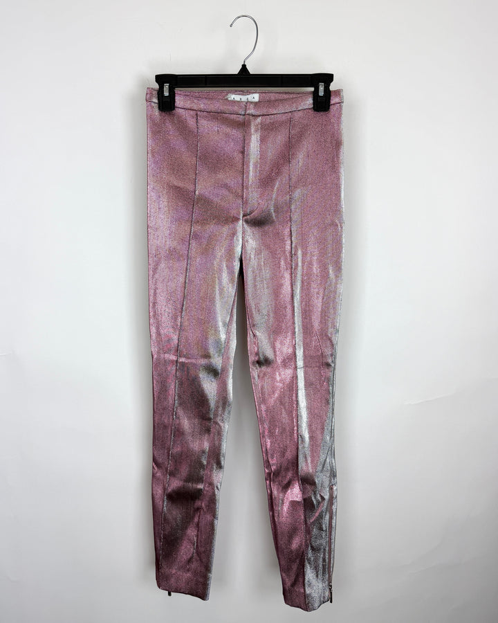 Pink and Silver Metallic Legging - Size 0/2