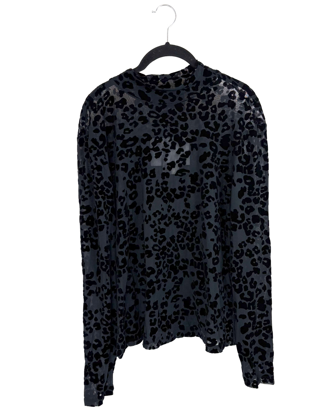Black Cheetah Print Long Sleeve Top - Size 2X