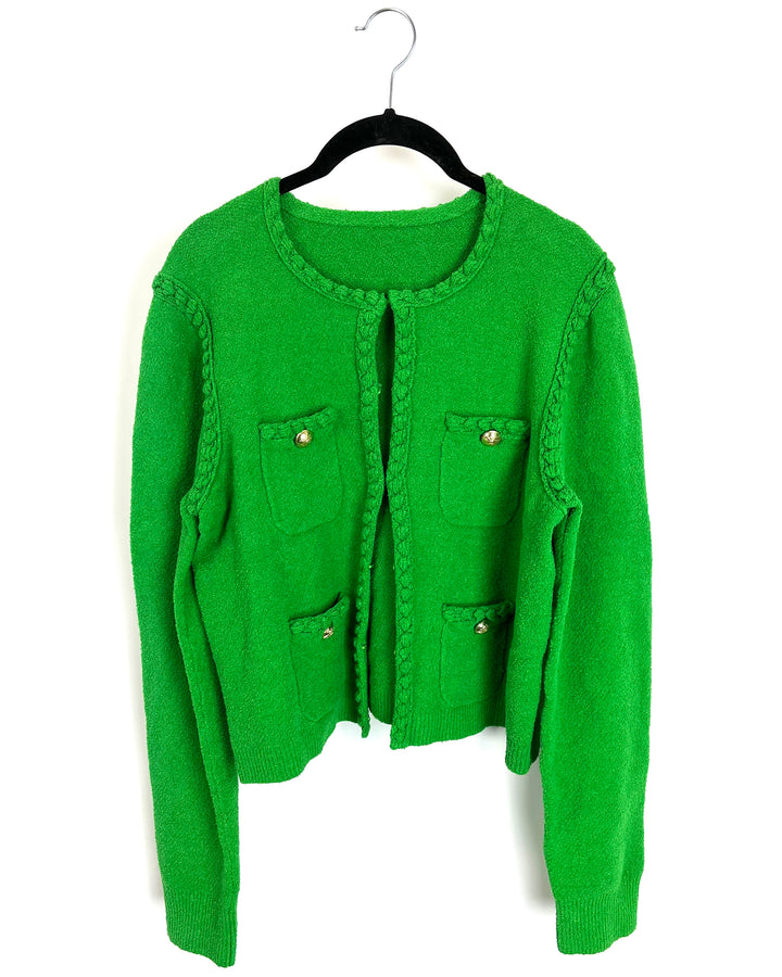 Bright Green Textured Cardigan- Size (4/6)