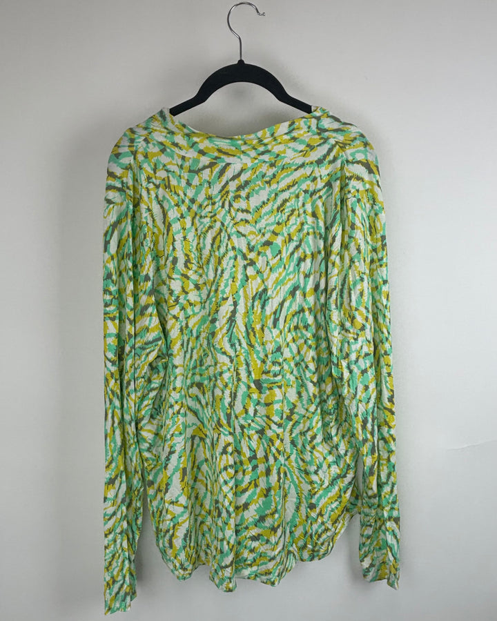 Mint Green and Yellow Abstract Line Pattern - Size 14/16