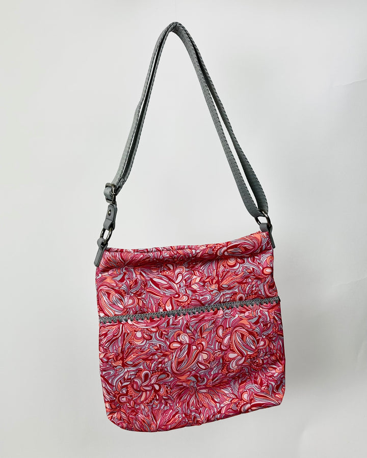 Multi-Pattern Crossbody Bag With Crochet Detail