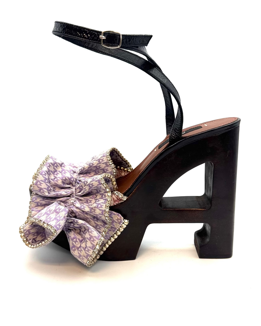 Lavender Purple Ruffle Monogram Platform Sandal - Size 41