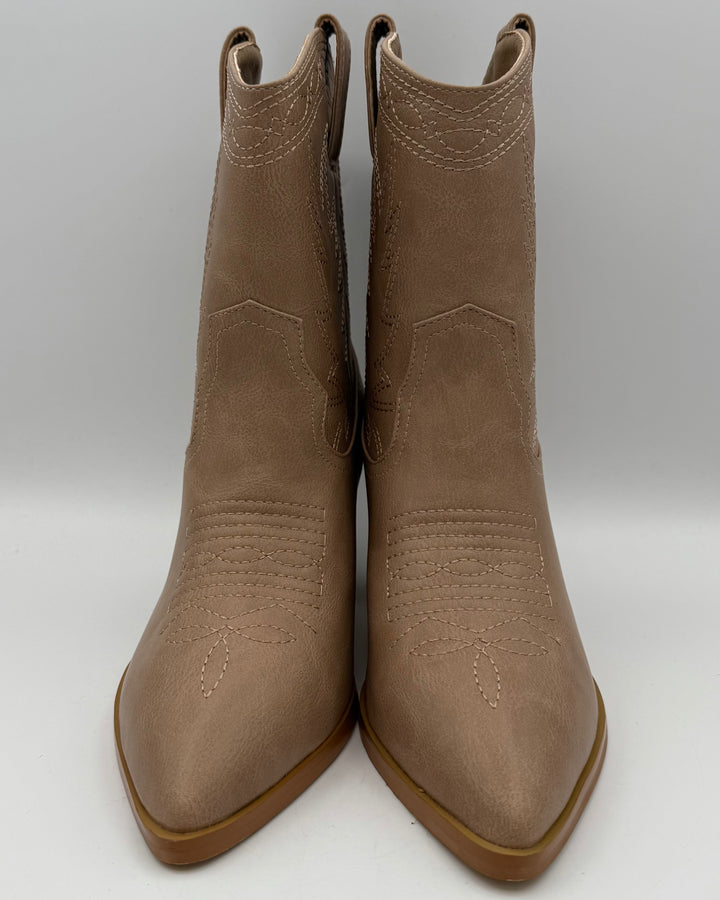 Taupe Cowboy Booties - Size 6